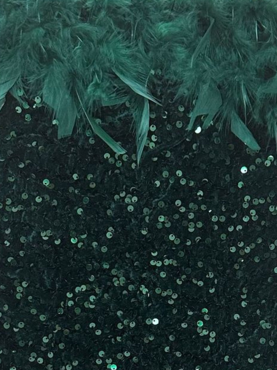 Sequined Backless Off Shoulder Feather Hip Mini&Short Dresses