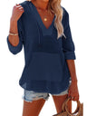 Long-sleeved V-neck Pocket Hoodie