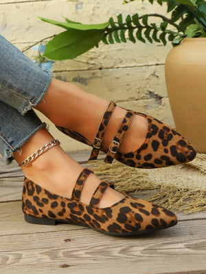 Leopard Print Mary Jane Flats