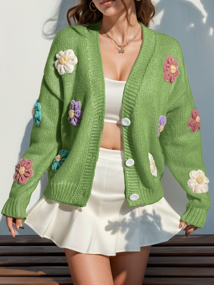 Macaron-colored 3D flowers Cardigans
