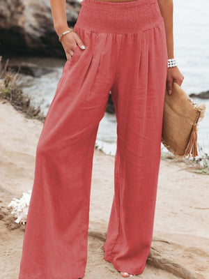 Cotton Blend Wide Leg Pocket Hit Pants