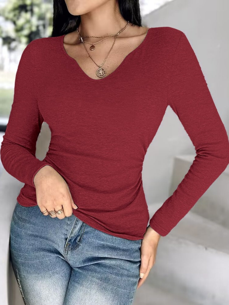 T-shirts unis à col rond et soutien-gorge intégré