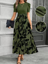 Floral Print High-waisted Long Dress