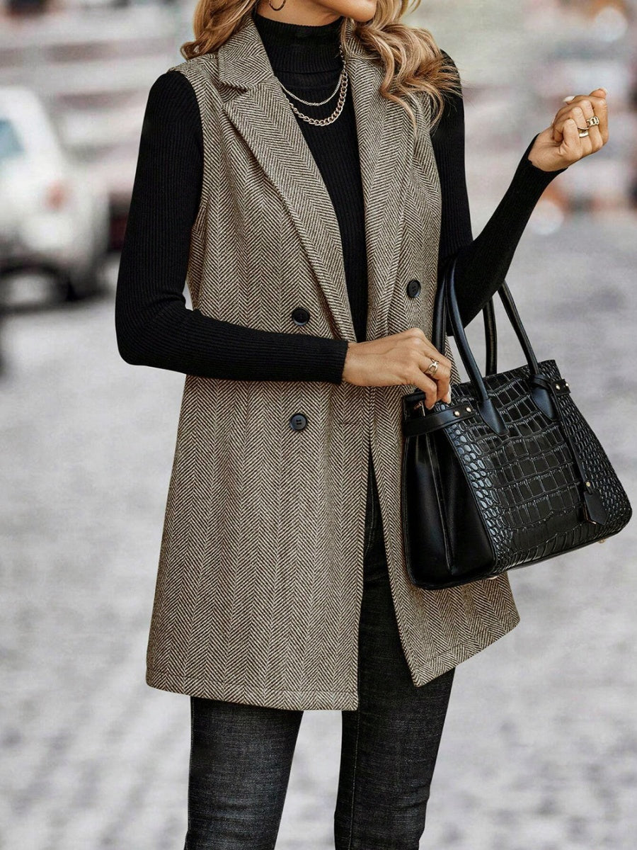 Splicing Herringbone Pattern Suit Sleeveless Vest