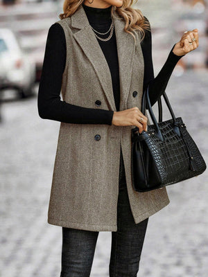 Splicing Herringbone Pattern Suit Sleeveless Vest