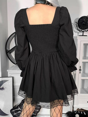 Halloween Lace Bandage Square Collar Mini&Short Dresses