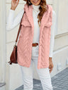 Three-dimensional Geometric Pattern Warm And Fashionable Plush Hooded Cardigan Mid-length Vest