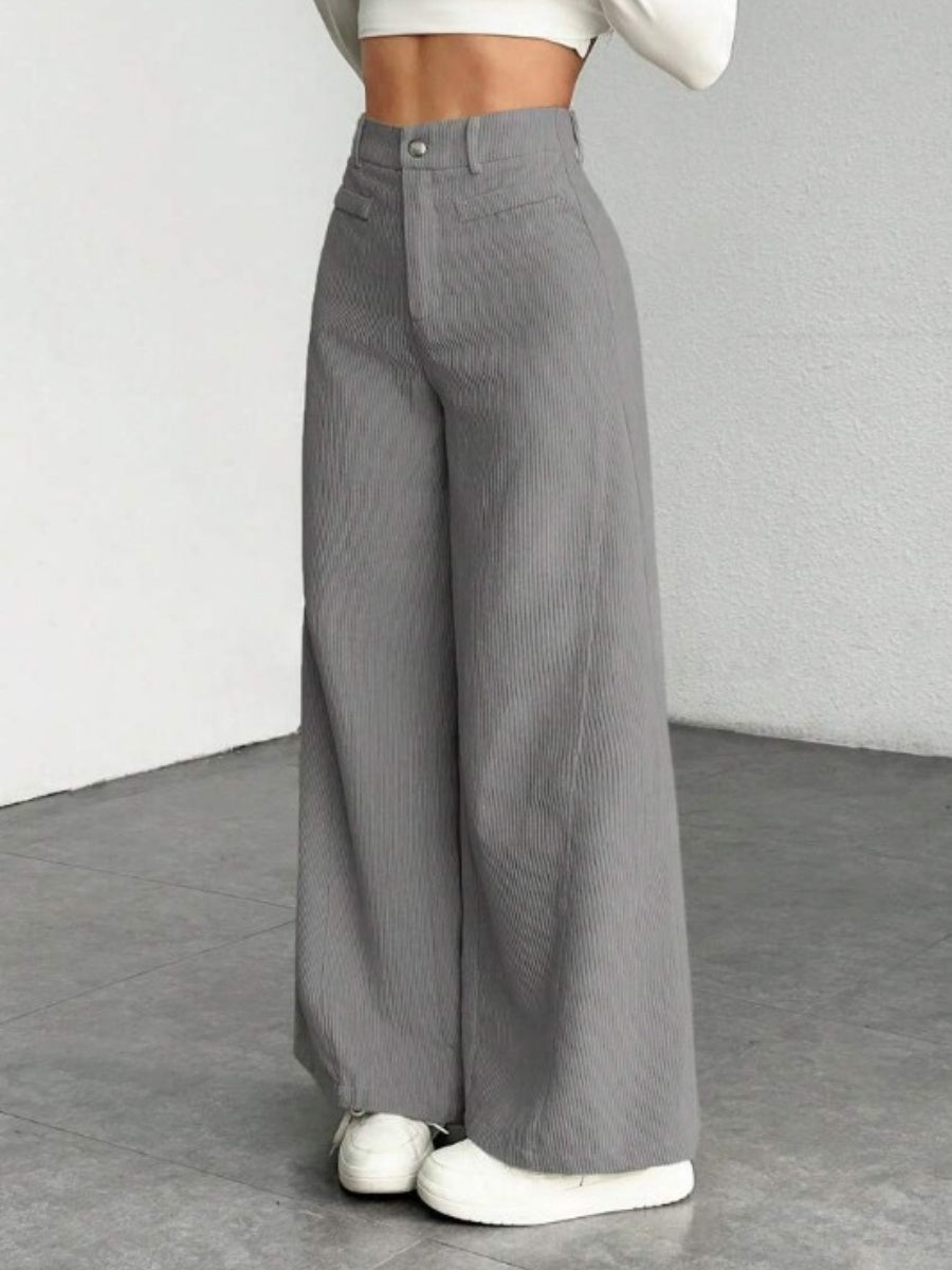 High Waist Loose Slimming Solid Color Wide Leg Pants