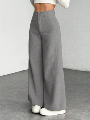 High Waist Loose Slimming Solid Color Wide Leg Pants