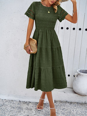 Hollow-out Lace Sleeves, Long Hollow-out Dress