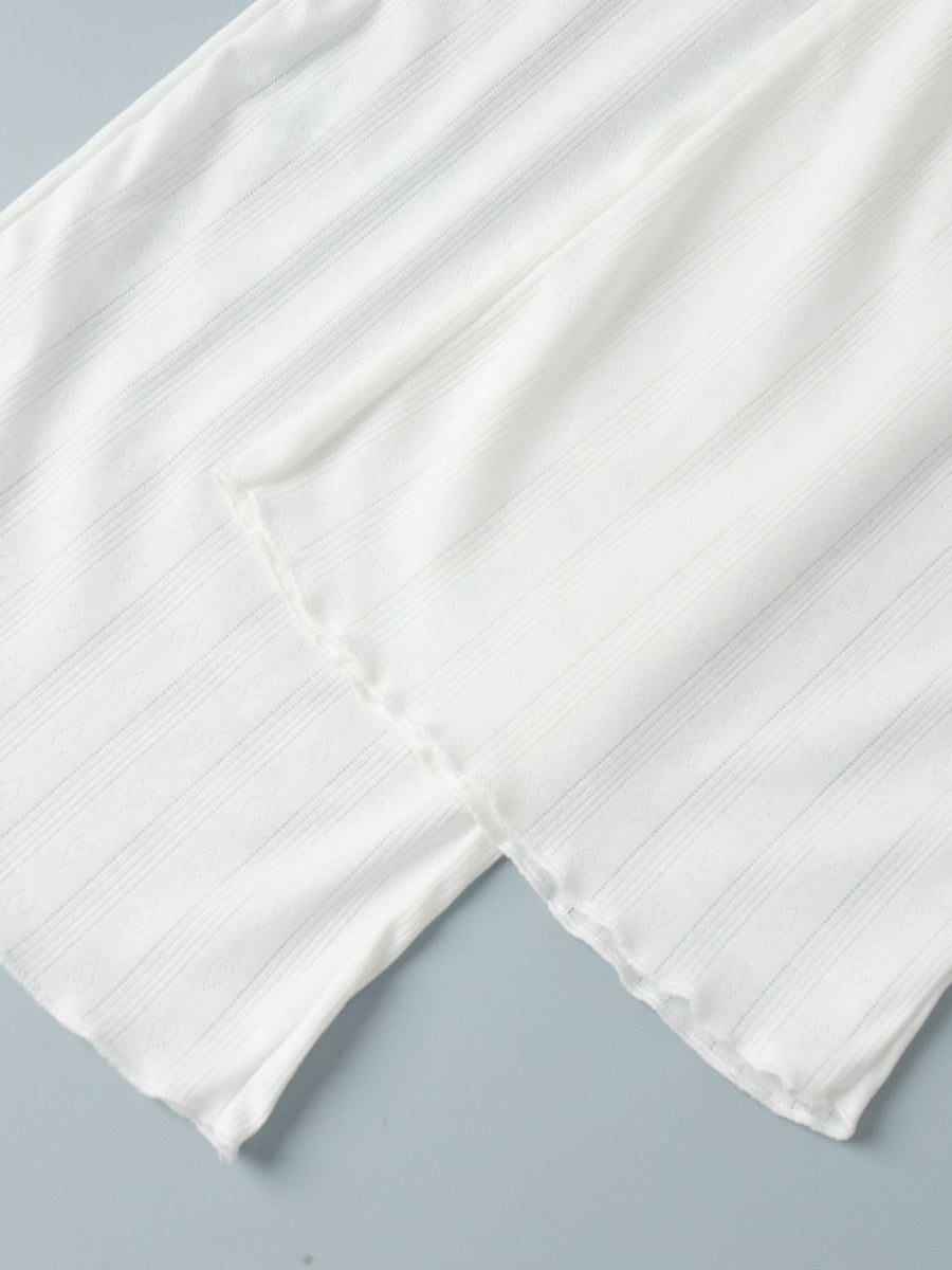 Ensemble de nuit deux pièces à manches longues en maille jacquard ajourée à motif cœur