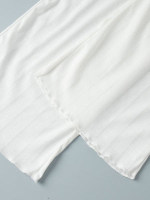 Ensemble de nuit deux pièces à manches longues en maille jacquard ajourée à motif cœur