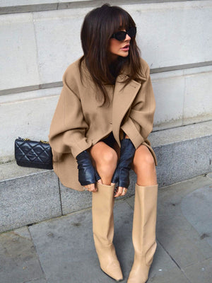 Liber Autumn Women's Woolen coat Solid Color Coats