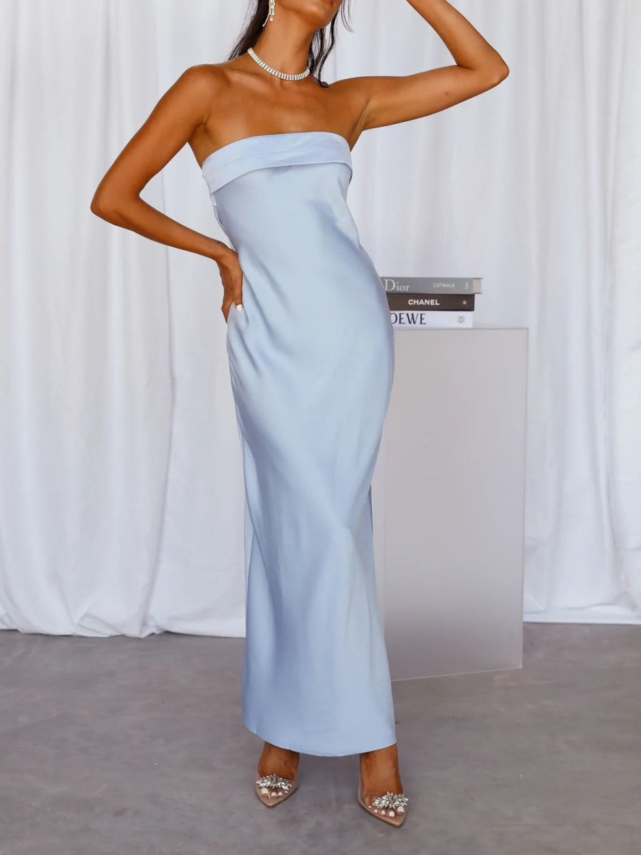 Liber Summer Women's Backless Solid Color Maxi Dresses
