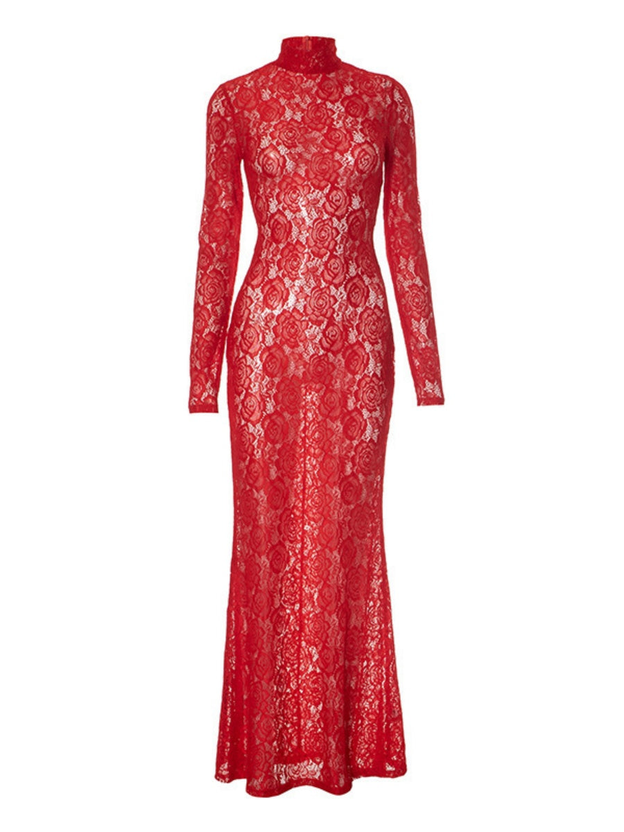 Women's Lace Long sleeve Maxi Dresses