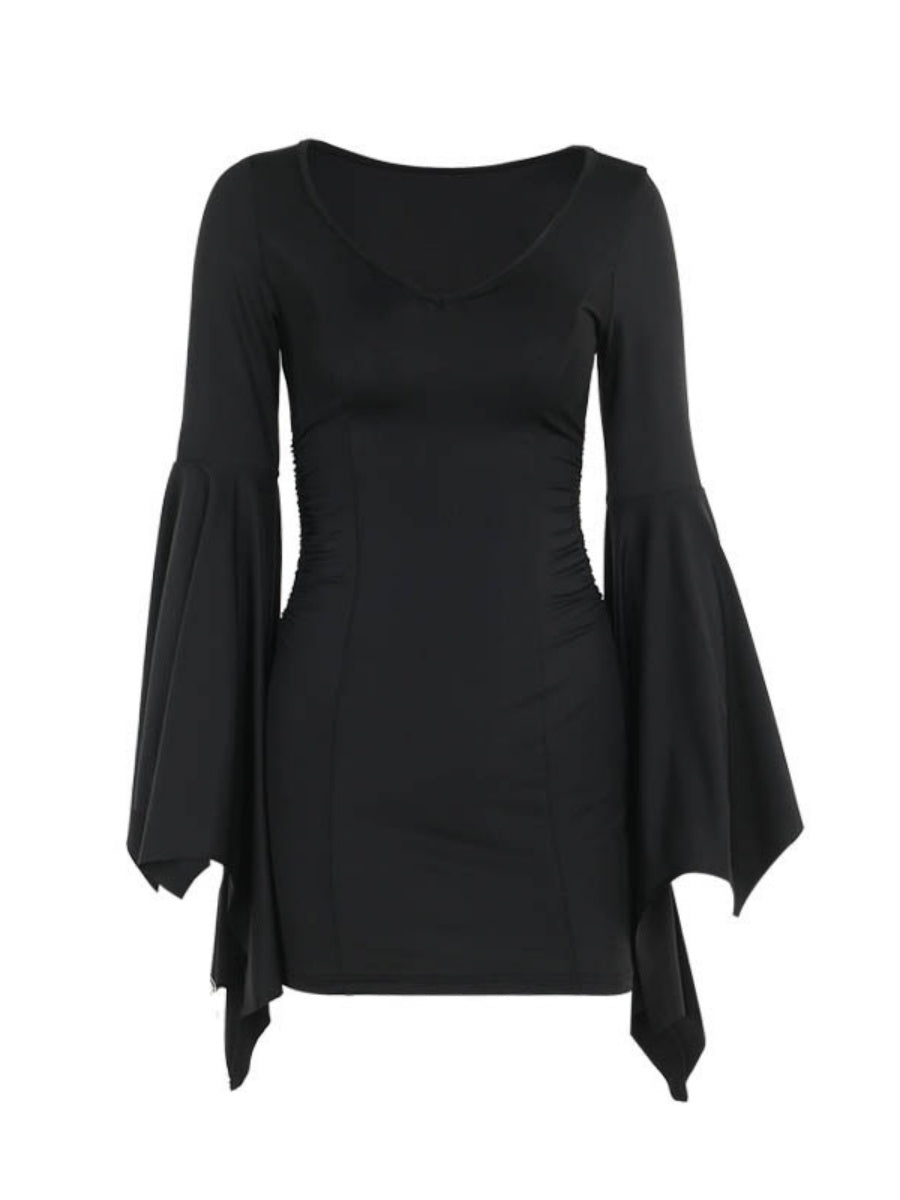 Halloween Batwing Sleeves Slim Fit Black Mini&Short Dresses