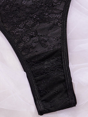 Lace Trim Splicing Mesh Perspective Bodysuits