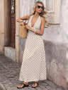 Halter V-neck Polka Dots Vacation Retro Maxi Dresses