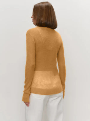Mohair Crew Neck Pullover Sweater, Semi-sheer Base Layer Sweater
