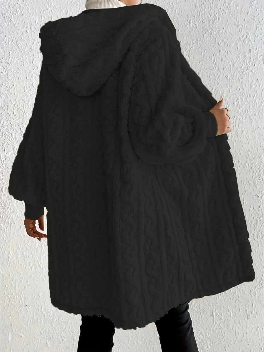 Solid Color Long-sleeved Hooded Loose Plush Jackets