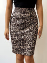 Leopard Suede Zipper High Waist Skirts
