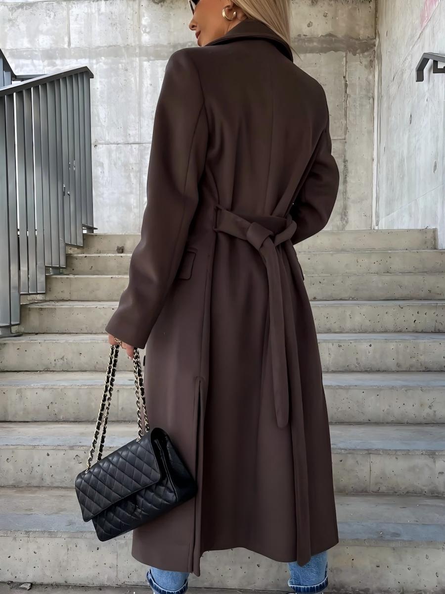 【EXPÉDITION NORMALE】Manteau en laine simple à manches longues et col à revers.