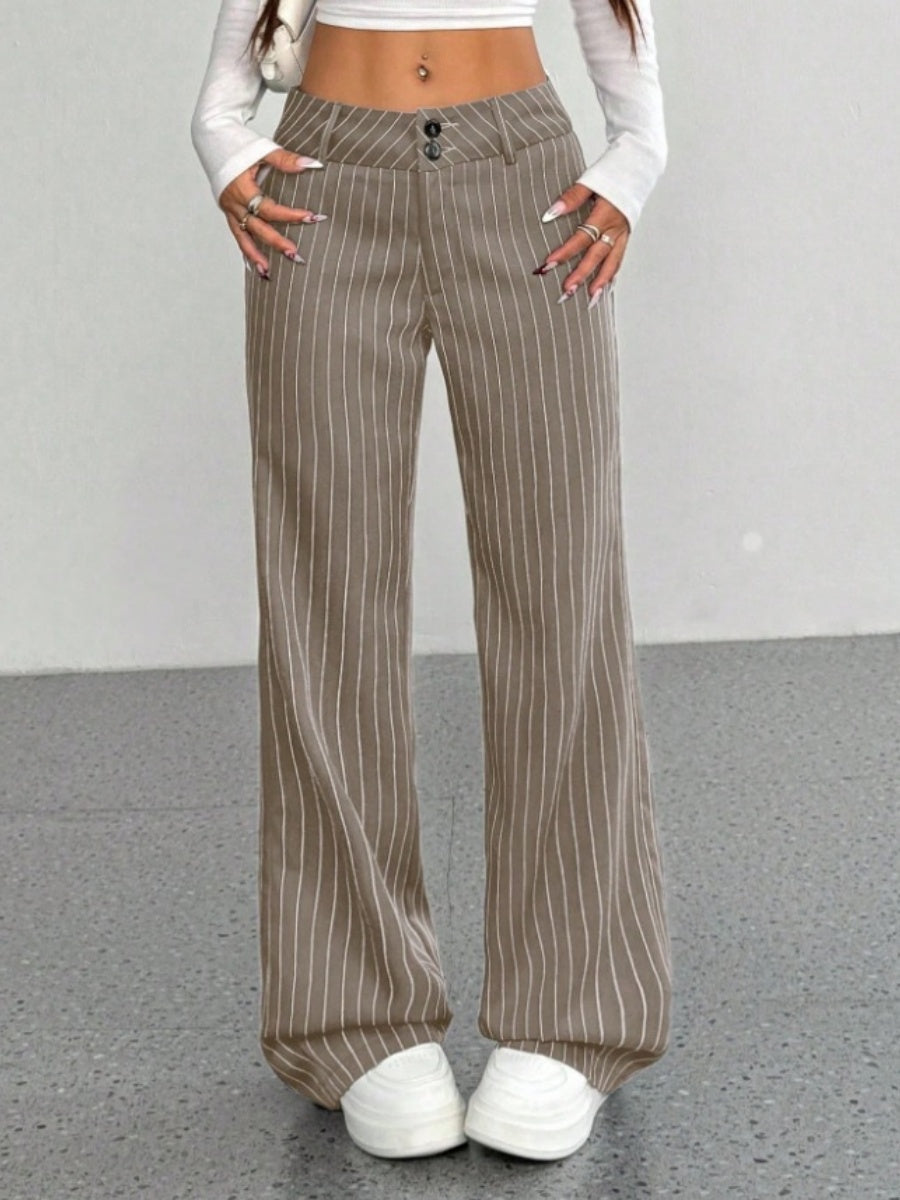 Slim Fit Stripes Trumpet Pants