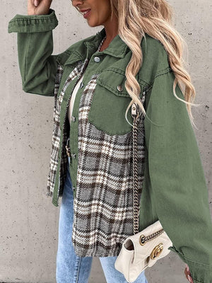 Liber Autumn Women's Contrasting colors Plaid Jackets