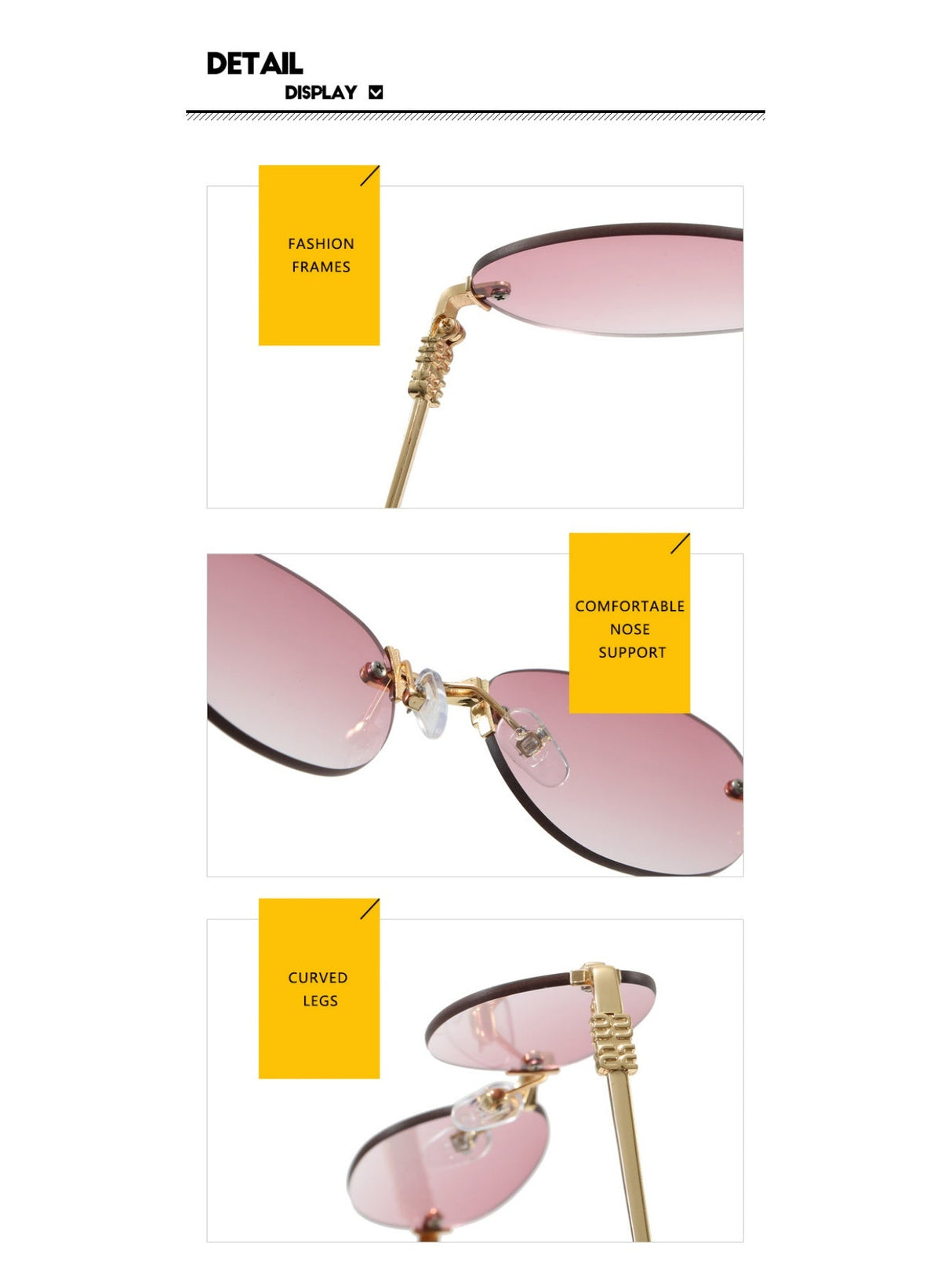 Oval Retro Frameless Sunglasses