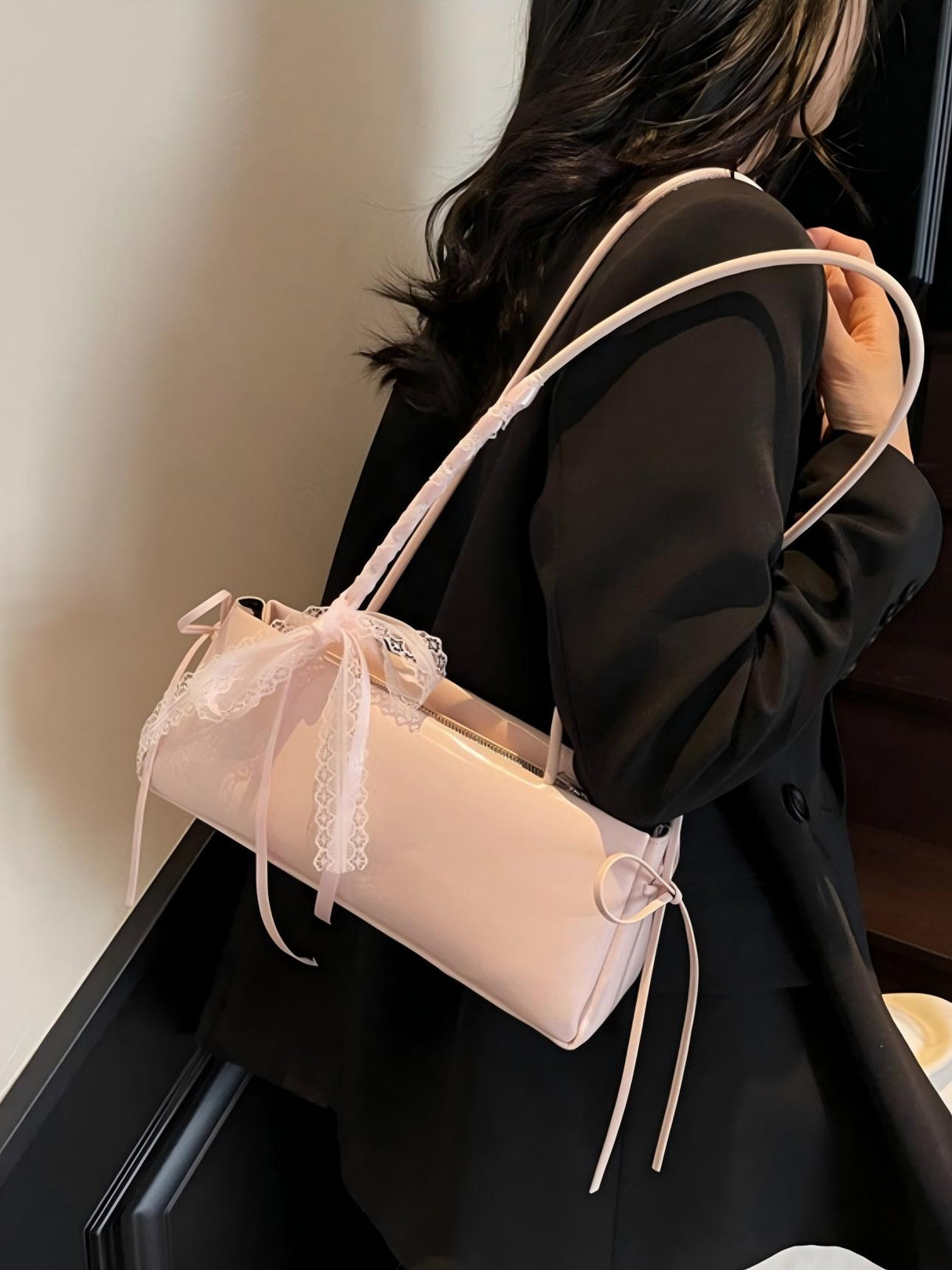 Simple Ballet-style Baguette Shoulder Bag