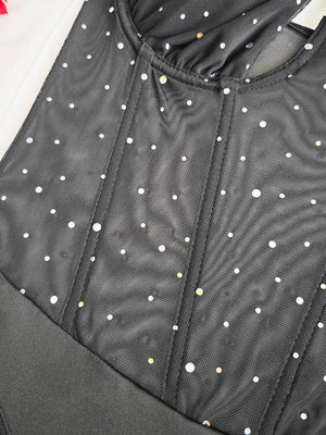 Fine Flash Trim Cross Mesh Perspective Bodysuits