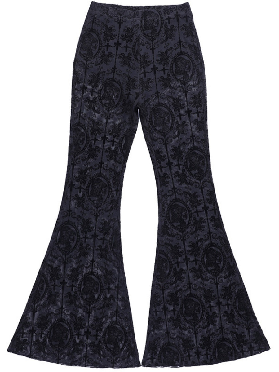 Perspective Lace Black Slightly Flared Pants