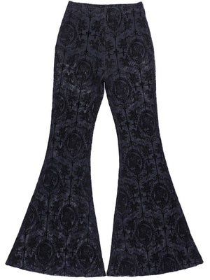 Perspective Lace Black Slightly Flared Pants