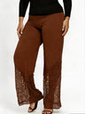 Slim-fitting, Loose-fitting, Comfortable Cropped Trousers With Lace Trim And Cutout Details