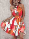 Sexy Off-shoulder Halter Neck Short Dress