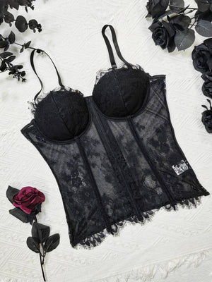 Lace Trim Splicing Mesh Perspective Camisoles