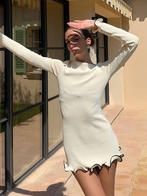 Liber Autumn Women's Ruffle Solid Color Mini&Short Dresses