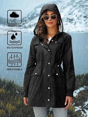 Mid-length Lightweight Raincoat Water Proof Mountain Climbing Outdoor Windproof Detachable Hood Trench Coats