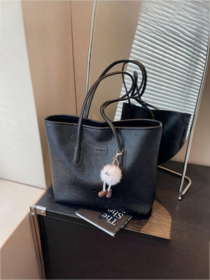 Embossed Color-block Tote Bag