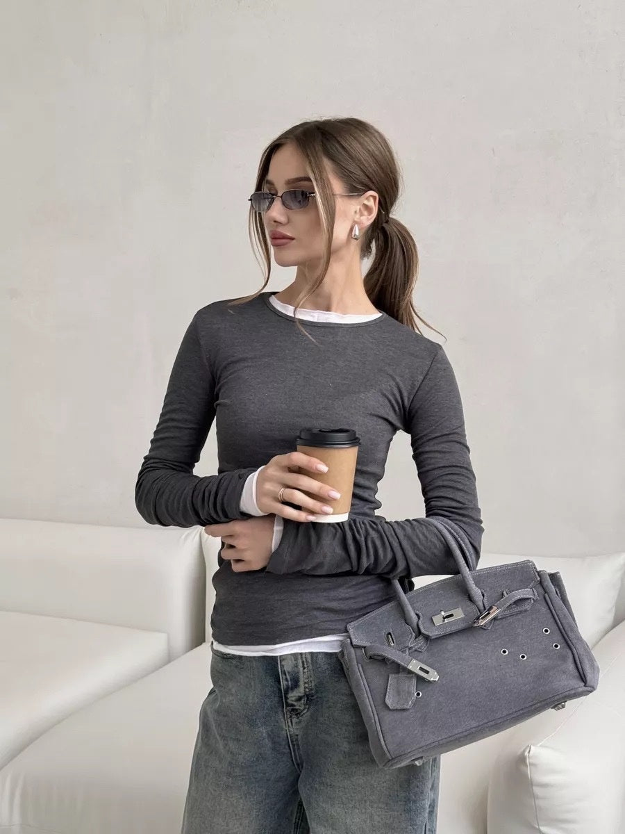 Liber Autumn Women's Personality Solid T-shirt