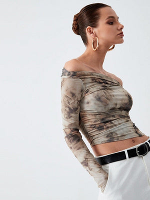 Liber Spring Women's Printed Off-Shoulder Tops