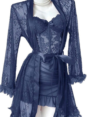 Lace Lingerie Mesh Two-piece Sleepwear Set