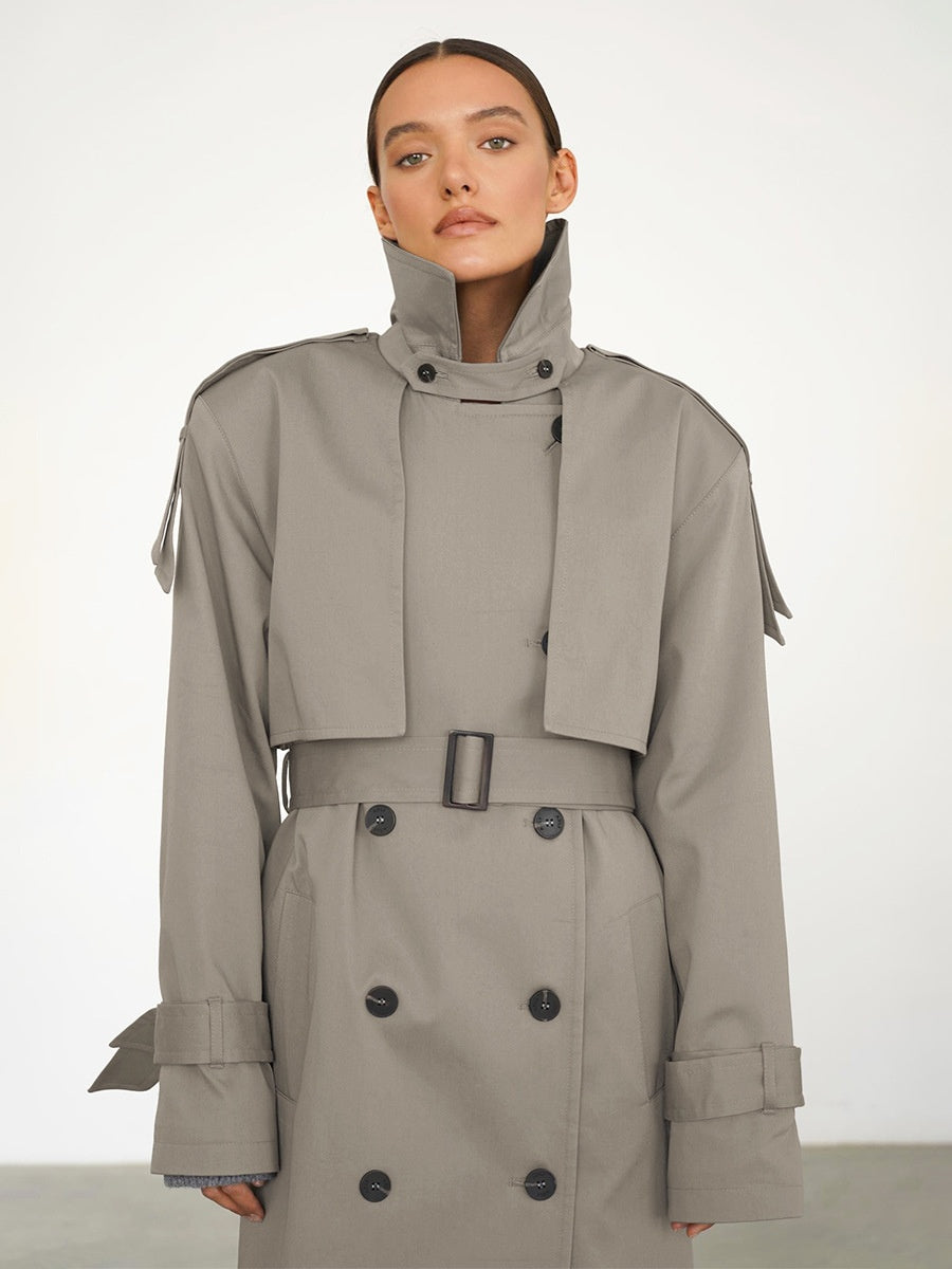 Pure Cotton Retro Loose Belted Trench Coat