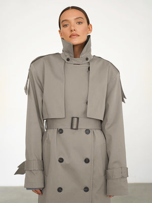 Pure Cotton Retro Loose Belted Trench Coat