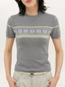 Women's Color-blocked Jacquard Patchwork T-shirt