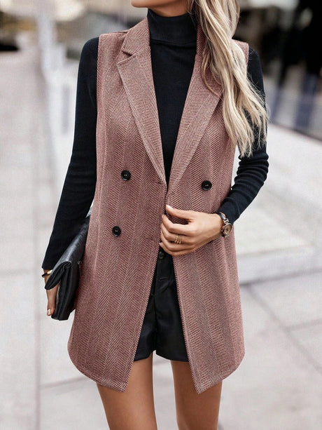Splicing Herringbone Pattern Suit Sleeveless Vest