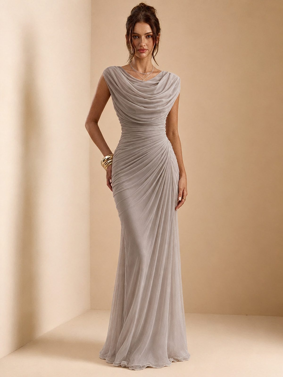 Swing Collar Tight Fit Pity Temperament Maxi Dresses