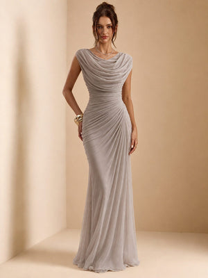 Swing Collar Tight Fit Pity Temperament Maxi Dresses