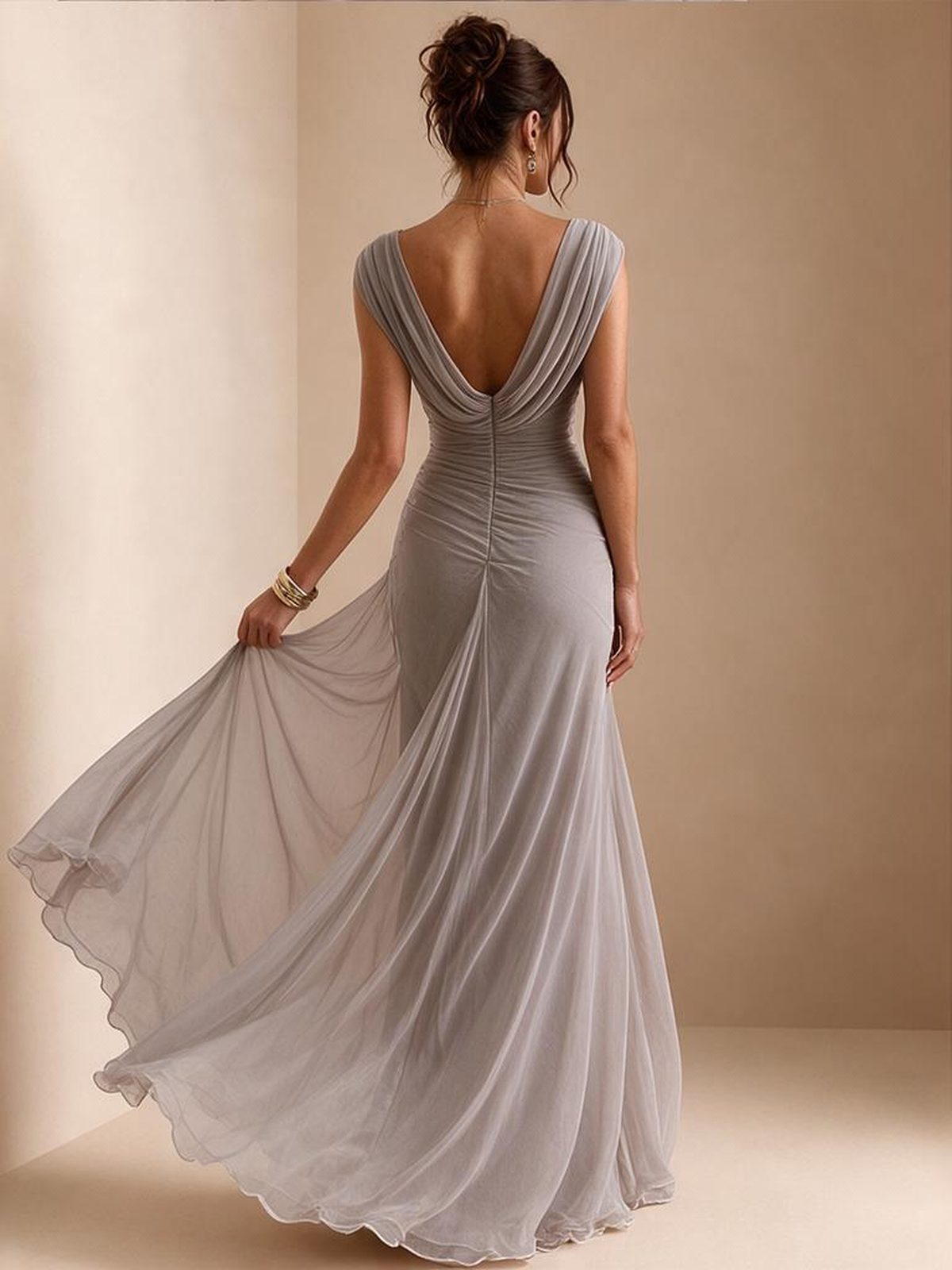 Swing Collar Tight Fit Pity Temperament Maxi Dresses
