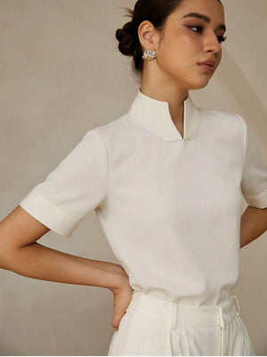 Stand Collar Short Sleeve Jacket Grace Shirts